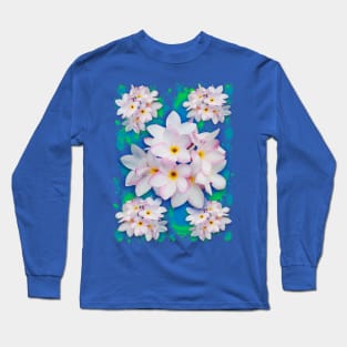 Plumeria Bouquet Exotic Summer Pattern Long Sleeve T-Shirt